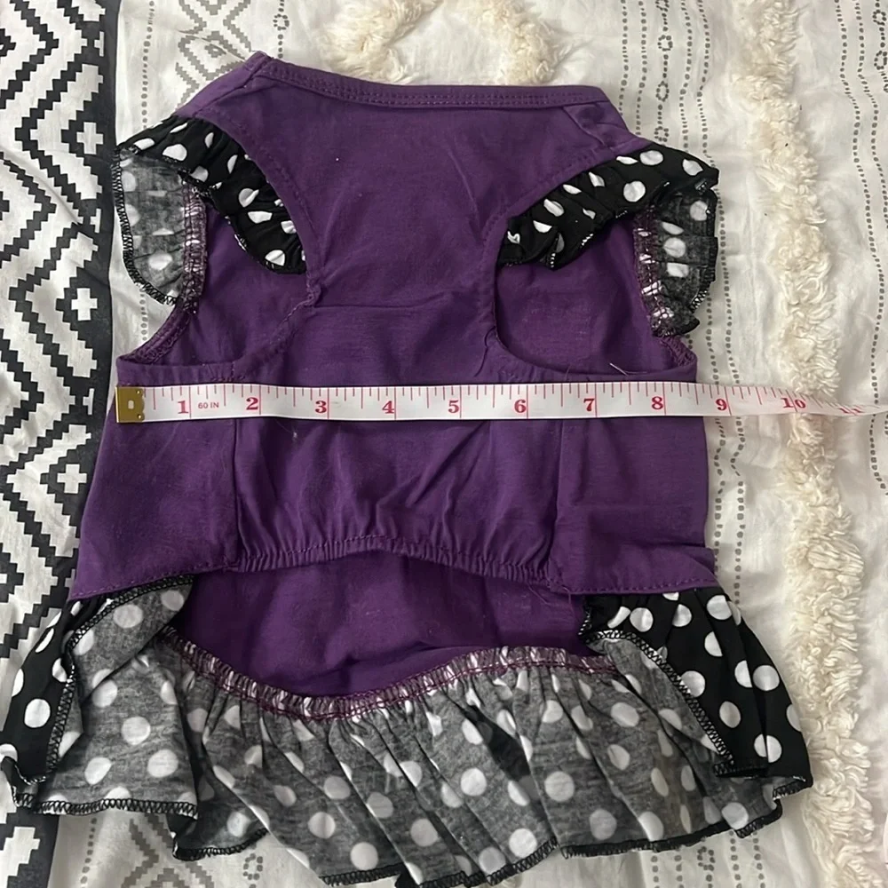 small dog purple and black polkadot dress